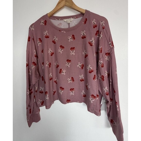 Lucky Brand Sweaters - Lucky Brand Women's M Purple/Red Cherry Crew Neck Pullover Sweater